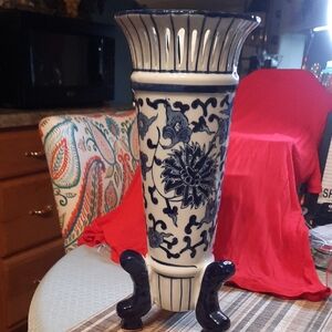 Blue and White Floral Vase
